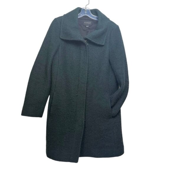 Club Monaco Wool Boucle Zipper Pea Coat Pockets Jacket Green Gold Minimalist M - Picture 2 of 16
